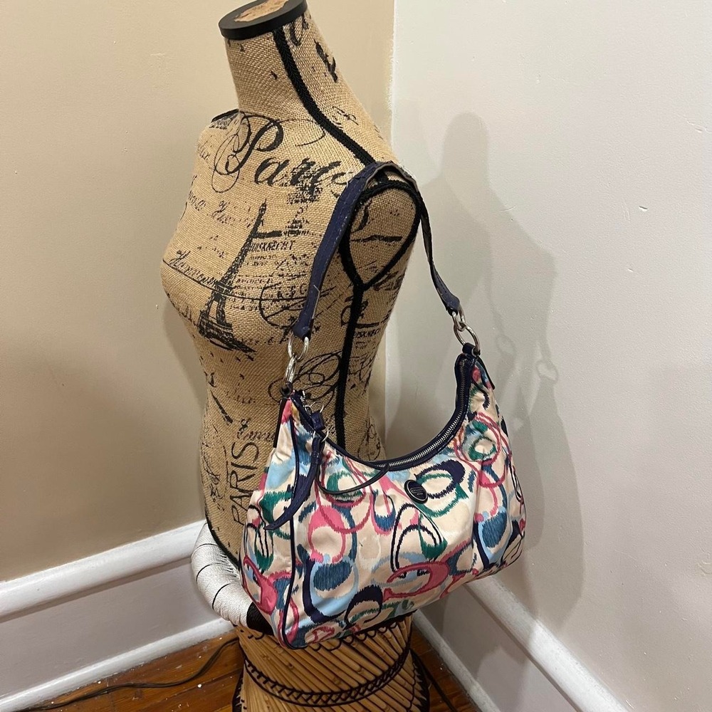 Y2K 2000s Coach Signature Cs Ikat Print Hobo Shoulder Bag / Handbag - Picture 3 of 6